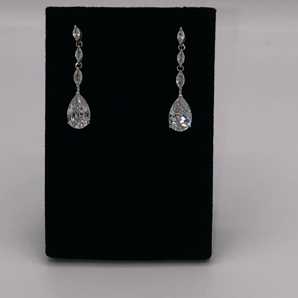 3ct Pear Dangle Earrings - Picture 9 of 9